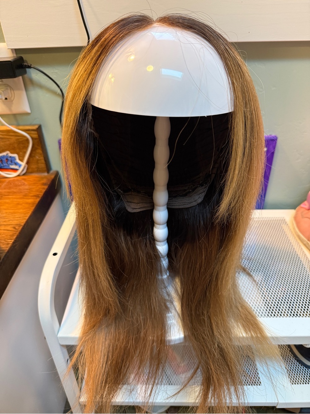 Hair envy New York Zoey Brown Ombre Long human hair Wig with Dark Roots